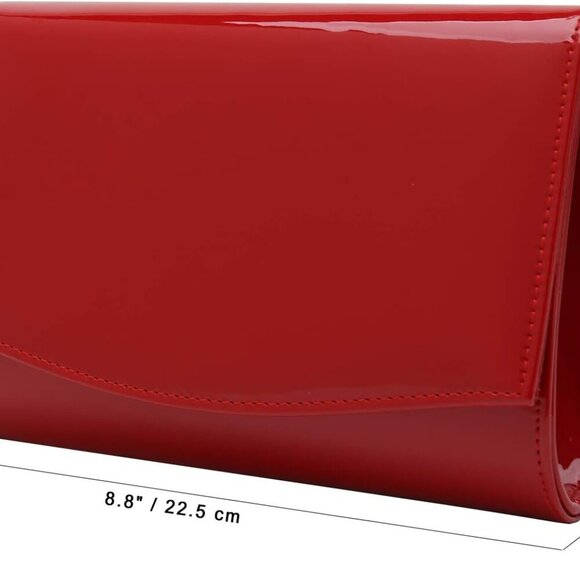 Patent Leather Flap Clutch Classic Elegant Evening Bag Chic Dress Purse - Picture 6 of 7